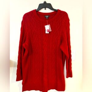 New Lord & Taylor Red Cable Sweater Size 0X